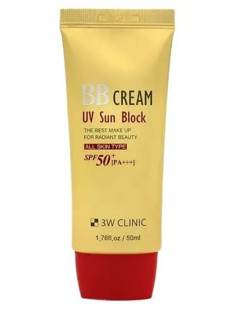 3W CLINIC UV Sun Block BB Cream SPF50+/PA+++ Солнцезащитный ВВ крем