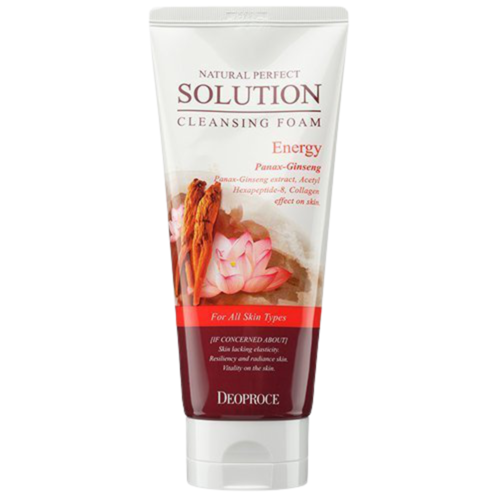 Deoproce Пенка для умывания красный женьшень - Natural perfect solution cleansing foam, 170г