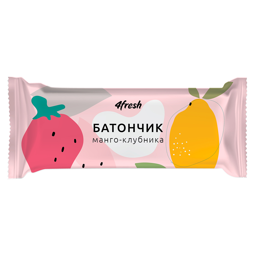 Батончик фруктово-ягодный "Манго-Клубника" 4fresh 35 г