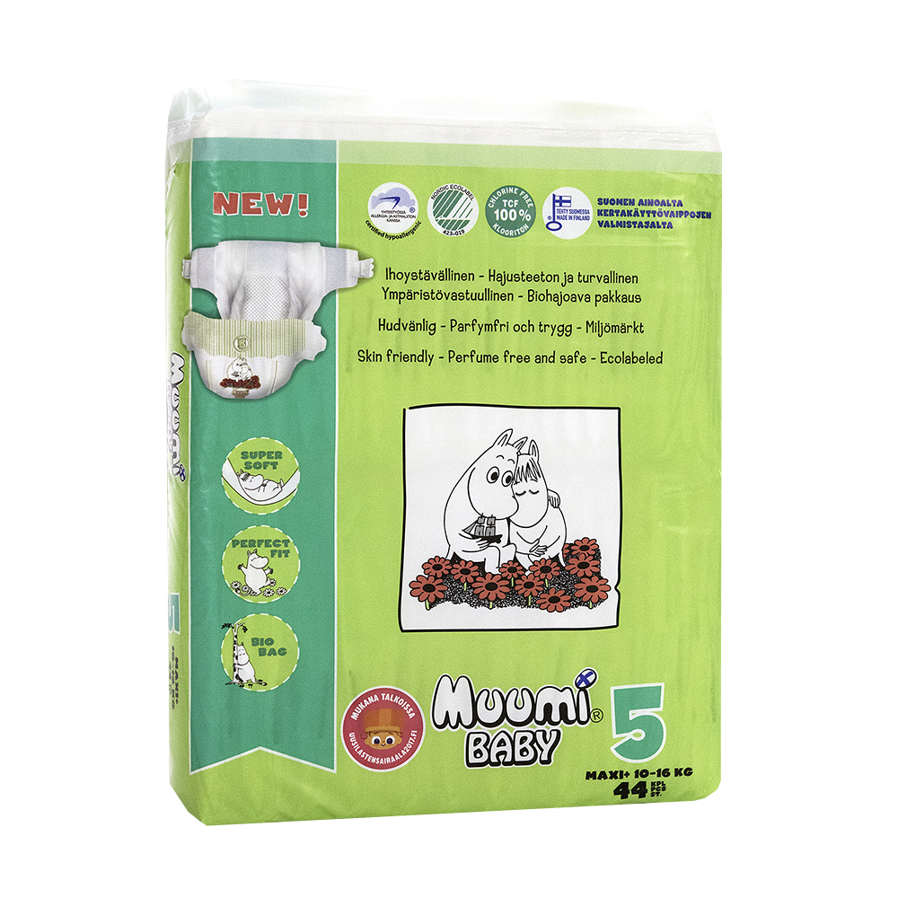 Подгузники Maxi+ №5, 10-16 кг Muumi Baby 1566 г 44 шт