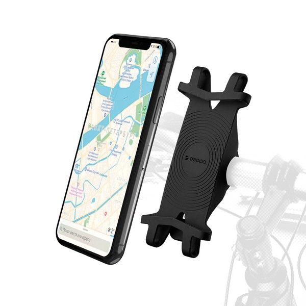 Веломотодержатель Deppa Crab Bike M D-55164 (для смартфонов и GPS 4"-6.5") крепление на руль силикон Черный