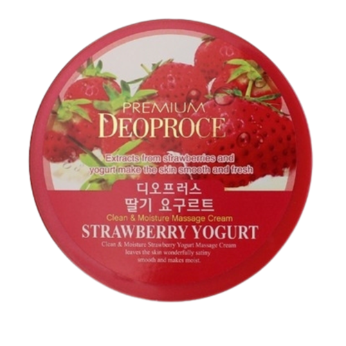 Deoproce Крем массажный с клубникой - Premium clean & moisture strawberry yogurt massage cream, 300г