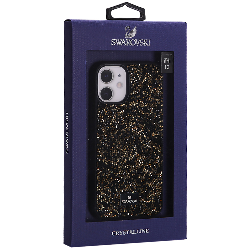 Чехол-накладка силиконовая со стразами SWAROVSKI Crystalline для iPhone 12 mini (5.4") Черно-золотой