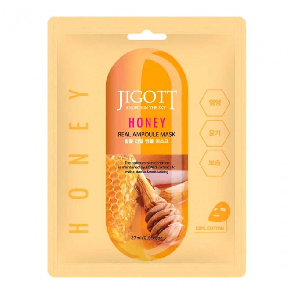 JIGOTT HONEY REAL AMPOULE MASK Тканевая маска для лица с мёдом