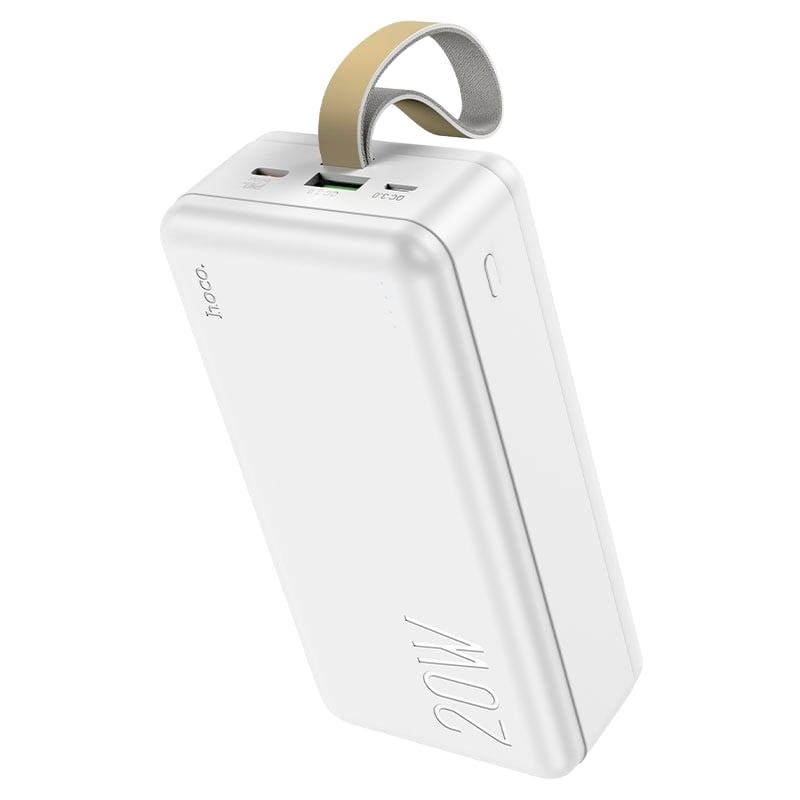 Аккумулятор внешний универсальный Hoco J87B 30000 mAh Tacker PD20W+QC3.0 power bank (USB:5V-3.0A Max) Белый