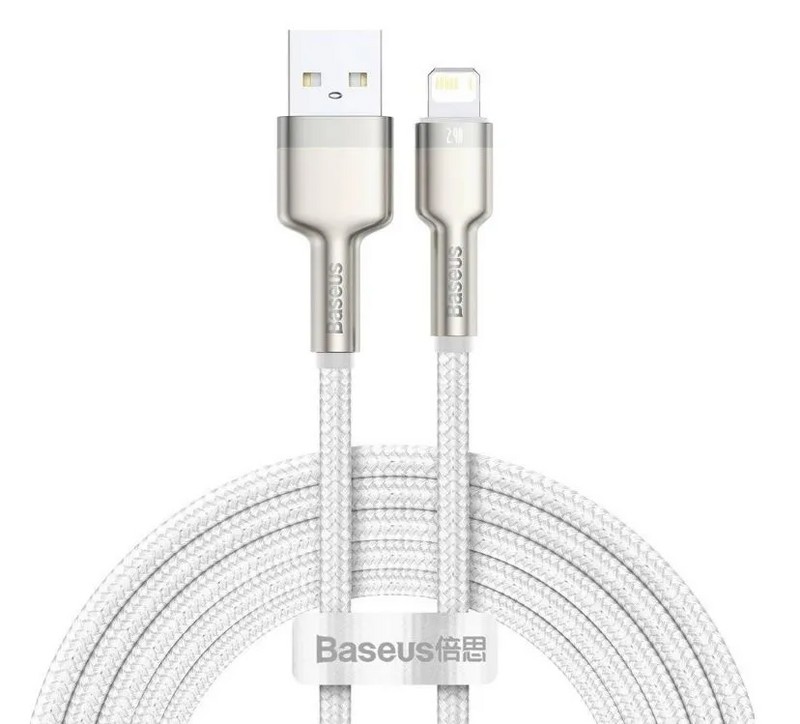 USB дата-кабель Baseus Cafule Series Metal Data Cable for Lightning 2.4A (CALJK-B02) 2.0 м Белый