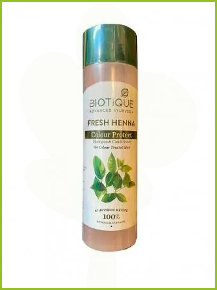 Biotique Fresh Henna Colour Protect Shampoo with Conditioner Шампунь-кондиционер для волос "Защита цвета" с листьями хны 190мл