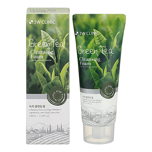 Пенка для умывания с экстрактом зелёного чая - Green tea cleansing foam, 3W Clinic 100 мл