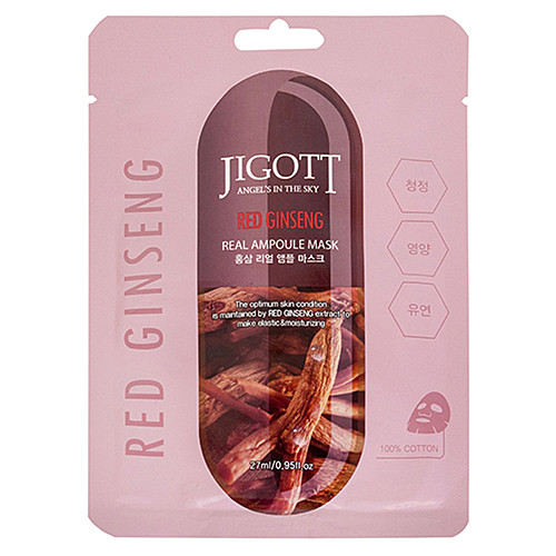 JIGOTT RED GINSENG REAL AMPOULE MASK Тканевая маска для лица с экстрактом жень-шеня