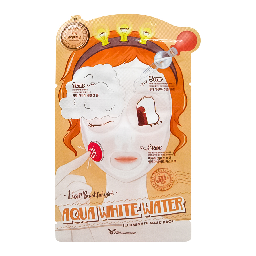 Elizavecca Liar Beautiful Girl Aqua White Water Illuminate Mask - Маска увлажняющая 33гр