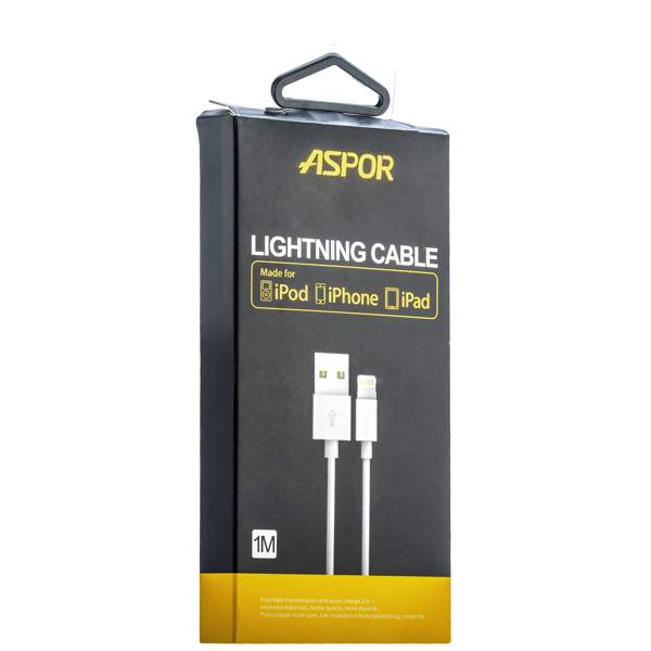 USB дата-кабель Aspor MFI 8-pin Lightning (1.0m) белый