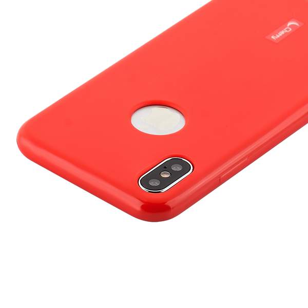 Чехол-накладка силиконовый Cherry матовый 0.4mm & пленка для iPhone XS/ X (5.8") Красный