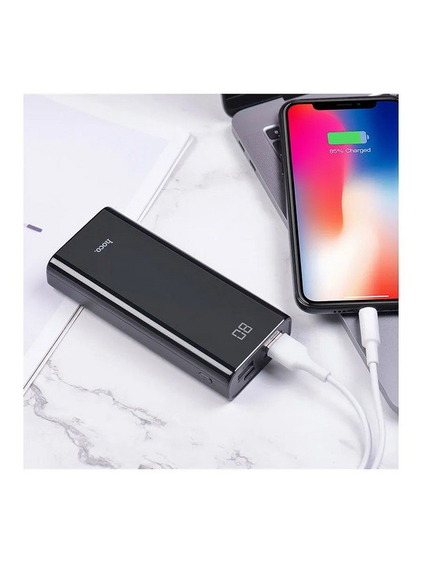 Аккумулятор внешний универсальный Hoco J45 10000 mAh Elegant Shell power mobile power bank (2USB:5V-2.0A Max) Черный