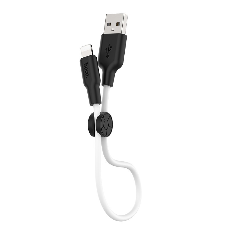 Дата-кабель USB Hoco X21 Plus Silicone Lightning (0.25 м) Black & White