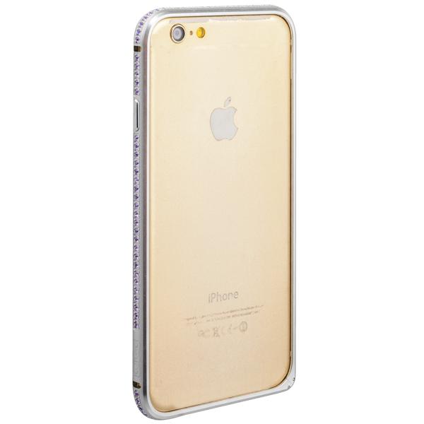 Бампер металлический COTEetCI для iPhone 6s/ 6 (4.7) - (CS1918-TSG) Серебристый с золотыми кристаллами и золотой полоской