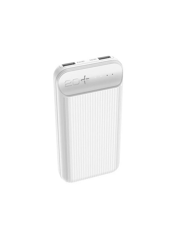 Аккумулятор внешний универсальный Hoco J52A 20000 mAh New mobile power bank (2USB:5V-2.0A Max) Белый