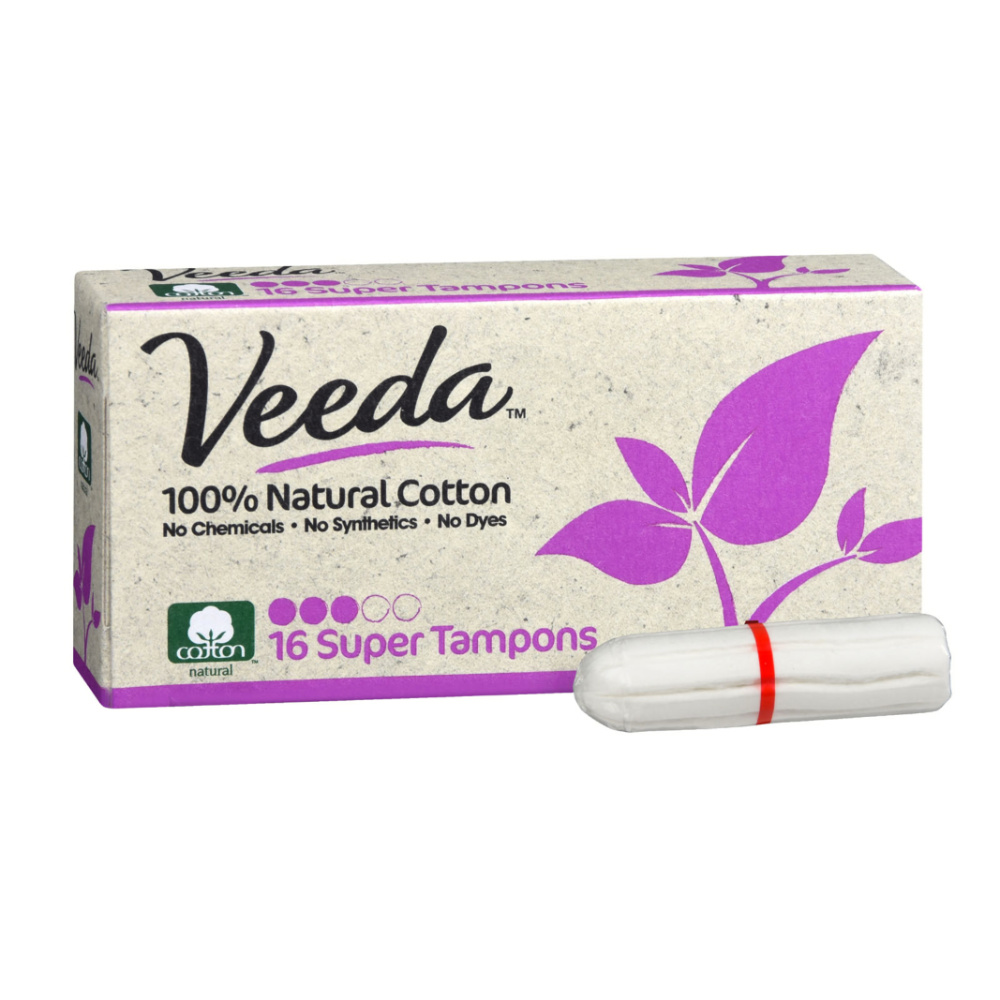 Тампоны "Veeda" Super Tampons из натурального хлопка без аппликатора Veeda 56 г