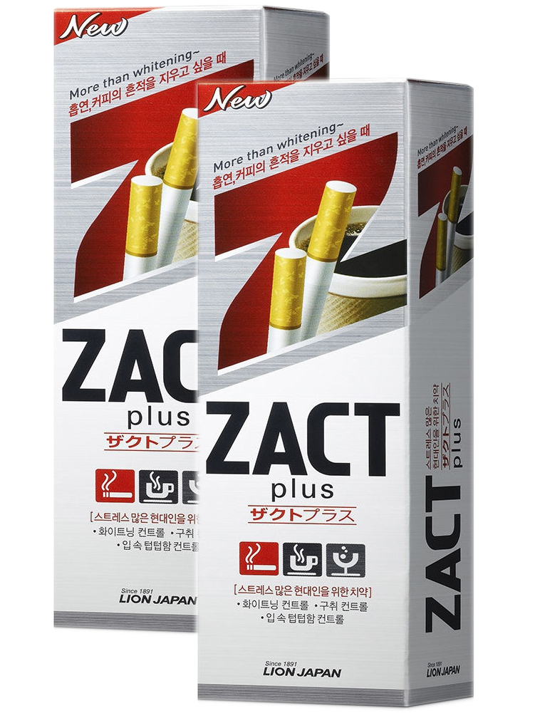 Комплект Зубная паста Zact Plus, Отбеливающая LION 2 шт по 150 г