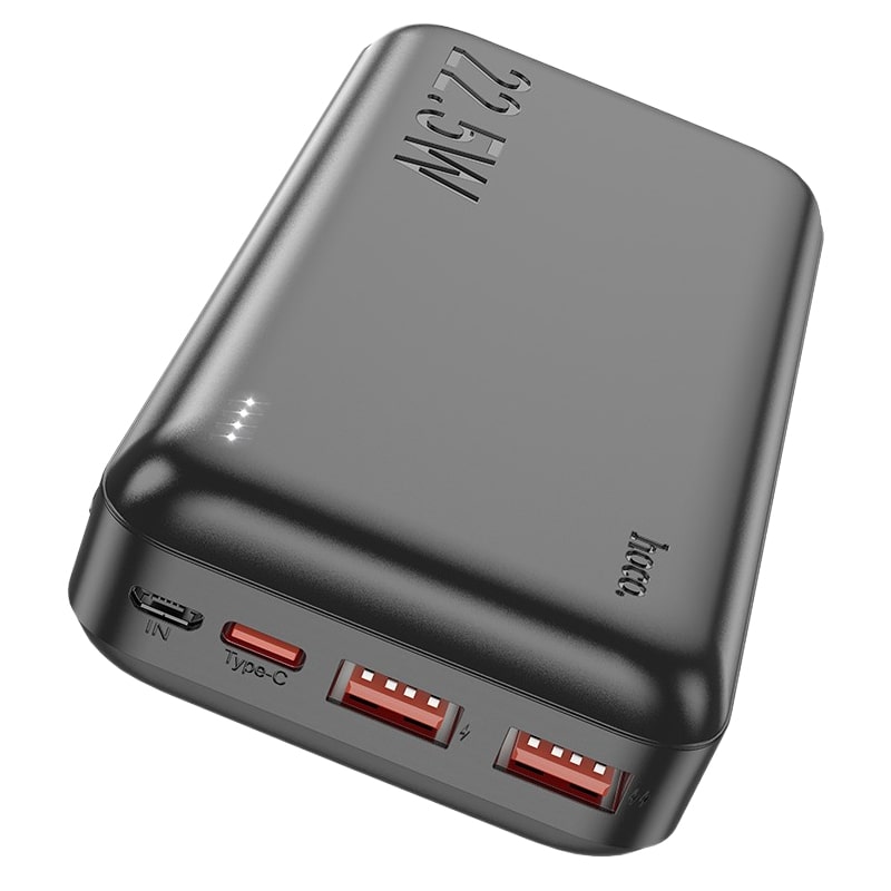 Аккумулятор внешний универсальный Hoco J101А 20000 mAh Astute PD22.5W+QC3.0 power bank (2USB:5V-4.5A/ Type-C: 5V-2.4A) Черный