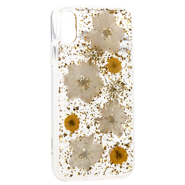 Чехол-накладка силиконовая KZDOO Flowers TPU+Dried Flowers+Lucite для Iphone XR (6.1") Желтая