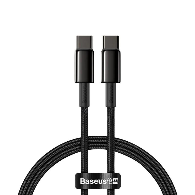 USB дата-кабель Baseus Tungsten Gold Fast Charging cable Type-C to Type-C 100W (20V-5A ) (CATWJ-01) 1м Черный