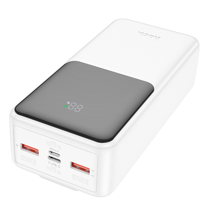 Аккумулятор внешний универсальный Hoco J119B 30000 mAh Sharp charger PD22.5W+QC3.0 power bank (2USB:5V-3A/ Type-C: 5V-3A) Белый