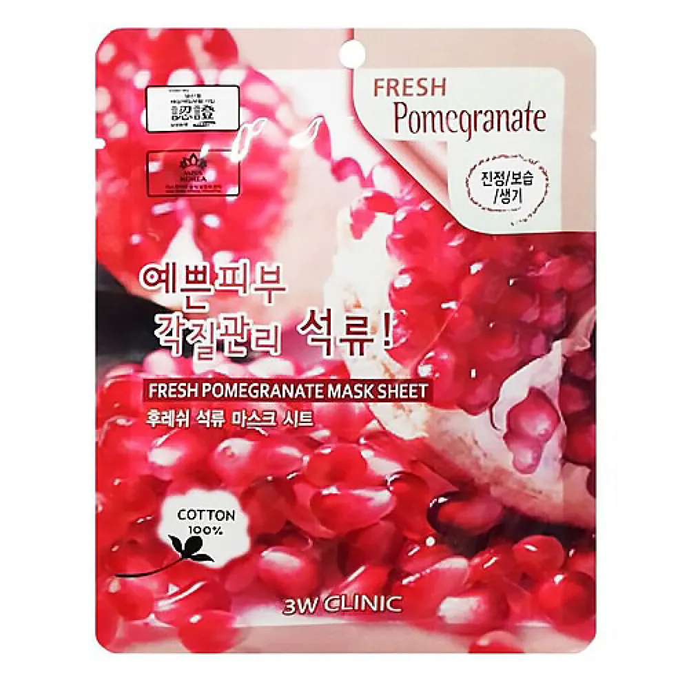 3W Clinic Маска для лица тканевая с гранатом - Fresh pomegranate mask sheet, 23мл