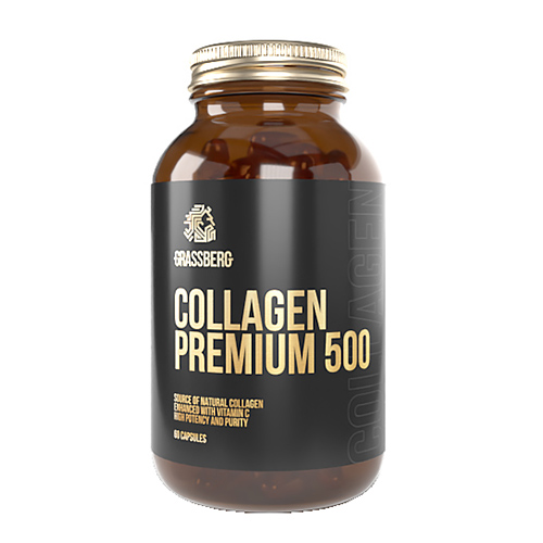 Collagen Premium 500 mg + Vit C 40 mg Grassberg 60 г 120 мл 60 шт