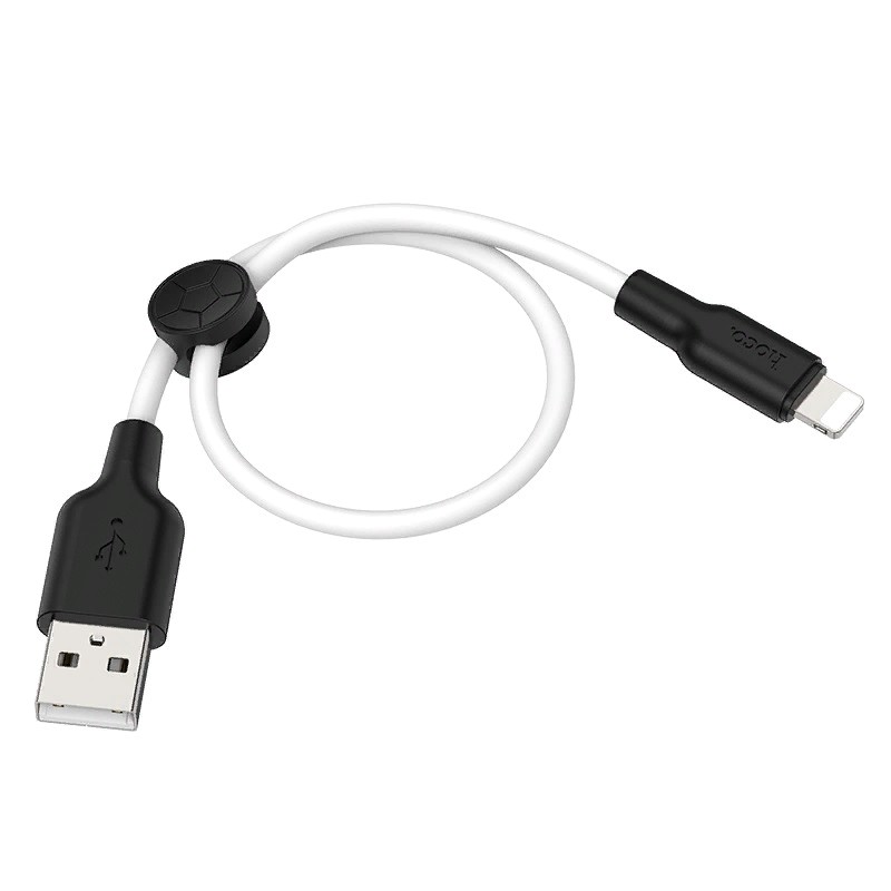 Дата-кабель USB Hoco X21 Plus Silicone Lightning (0.25 м) Black & White