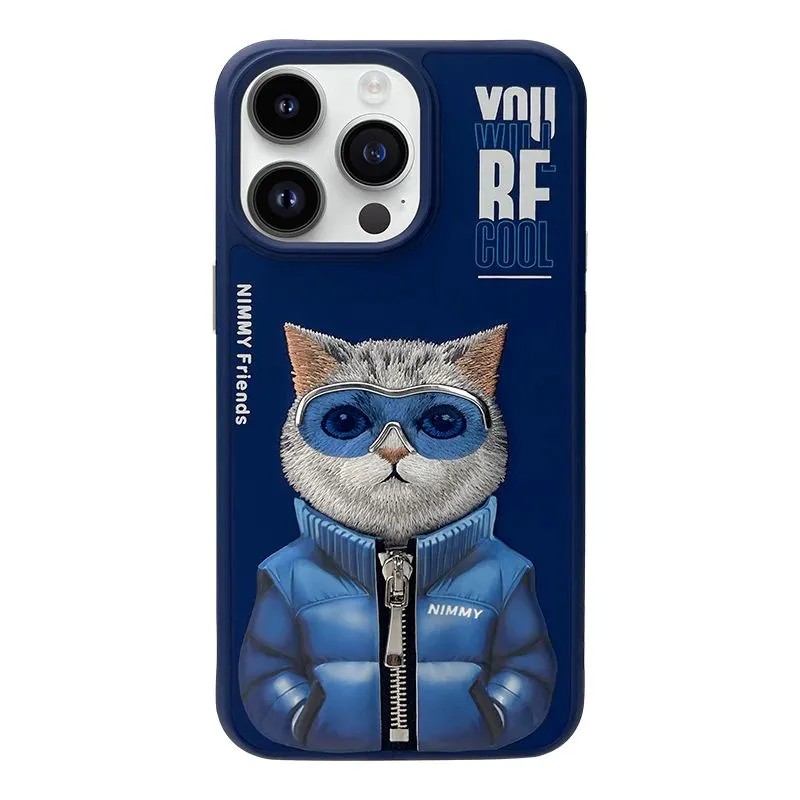 Чехол силиконовый Nimmy Friends Cool сute 2.0/ Tall Rich and Handsome для iPhone 15 (6.1") Темно-синий