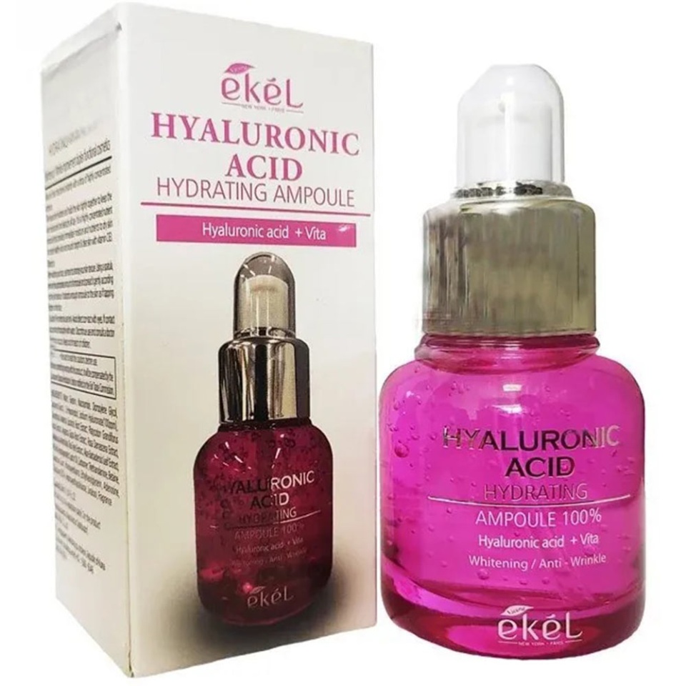 EKEL Ampoule 100% Hyaluronic Acid Hydrating Увлажняющая ампульная сыворотка для лица с гиалуроновой кислотой