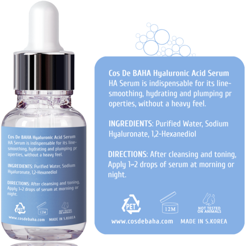 Cos De BAHA Сыворотка увлажняющая с гиалуроновой кислотой - Hyaluronic serum (H), 30мл