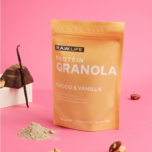 Гранола протеиновая "PROTEIN GRANOLA CHOCO & VANILLA" Raw Life 220 г