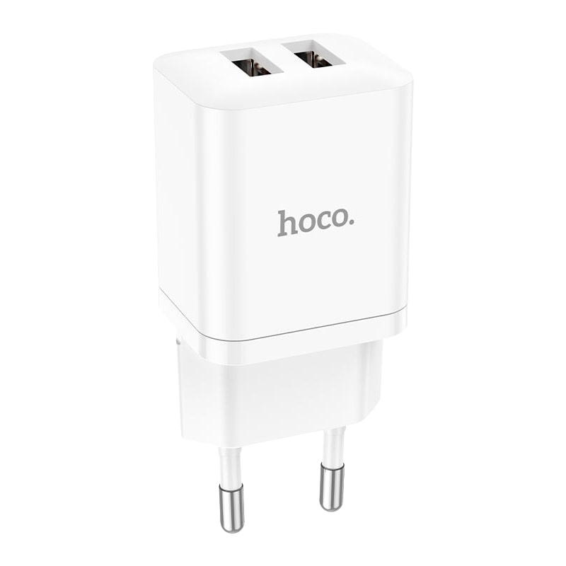 Адаптер питания Hoco N25 Maker dual port fast charger (2USB: 5V max 2.1A) Белый