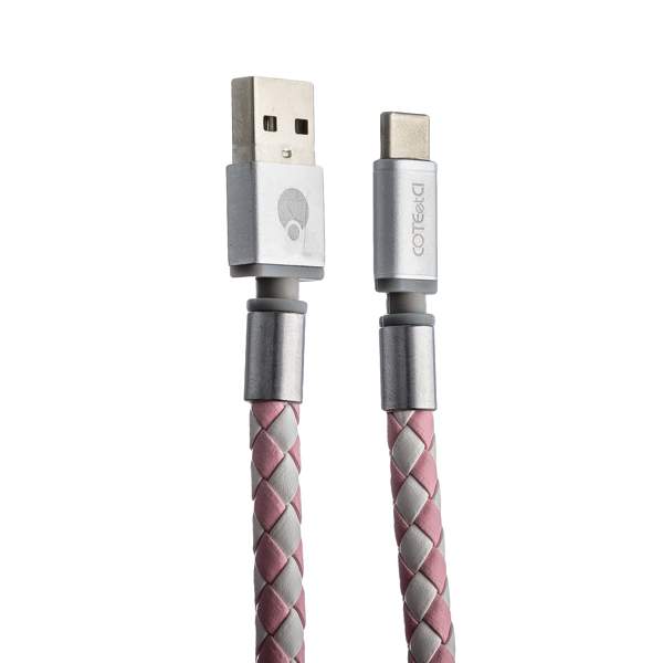 USB дата-кабель-брелок COTECi M33 FASHION series MicroUSB Keychain Cable CS2146-WP (0.25m) white/ pink