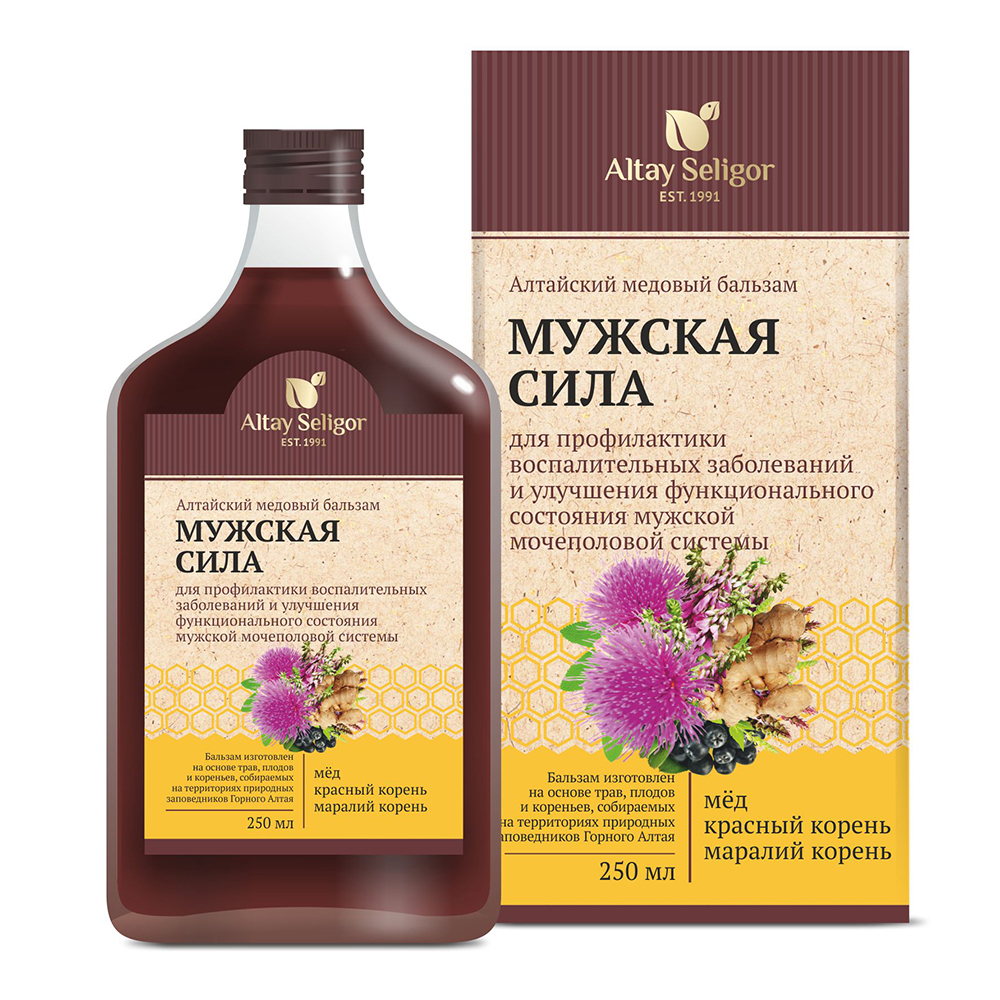 Алтайский медовый бальзам "Мужская сила" Altay Seligor 250 г 250 мл