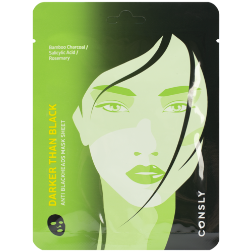 Consly Маска тканевая против черных точек - Darker than black anti blackheads mask sheet, 25мл