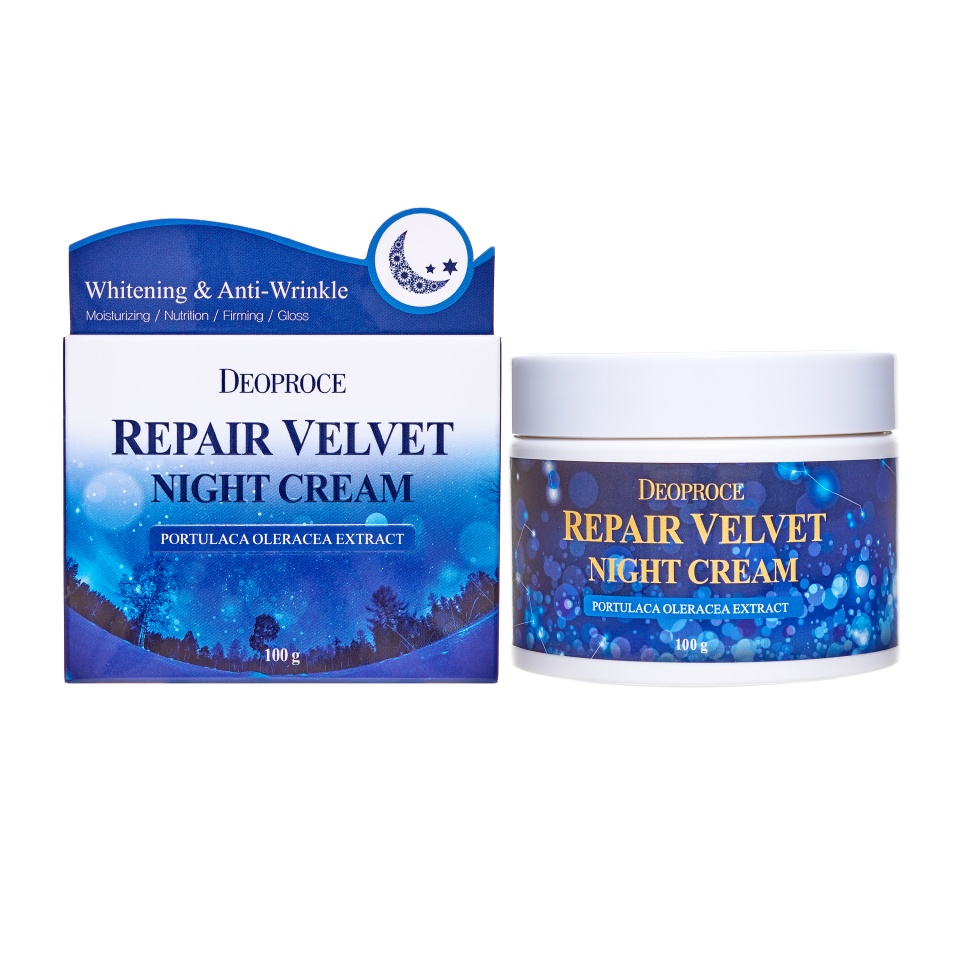 DEOPROCE MOISTURE REPAIR VELVET NIGHT CREAM Увлажняющий восстанавливающий ночной крем для лица с экстрактом портулака