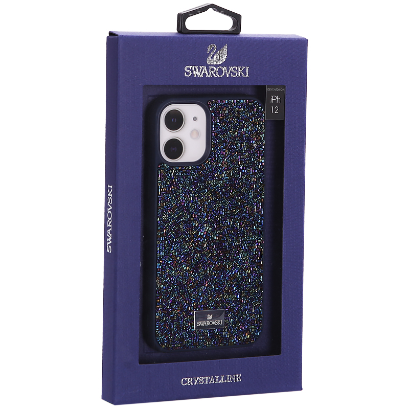 Чехол-накладка силиконовая со стразами SWAROVSKI Crystalline для iPhone 12 mini (5.4") Темно-синий №5