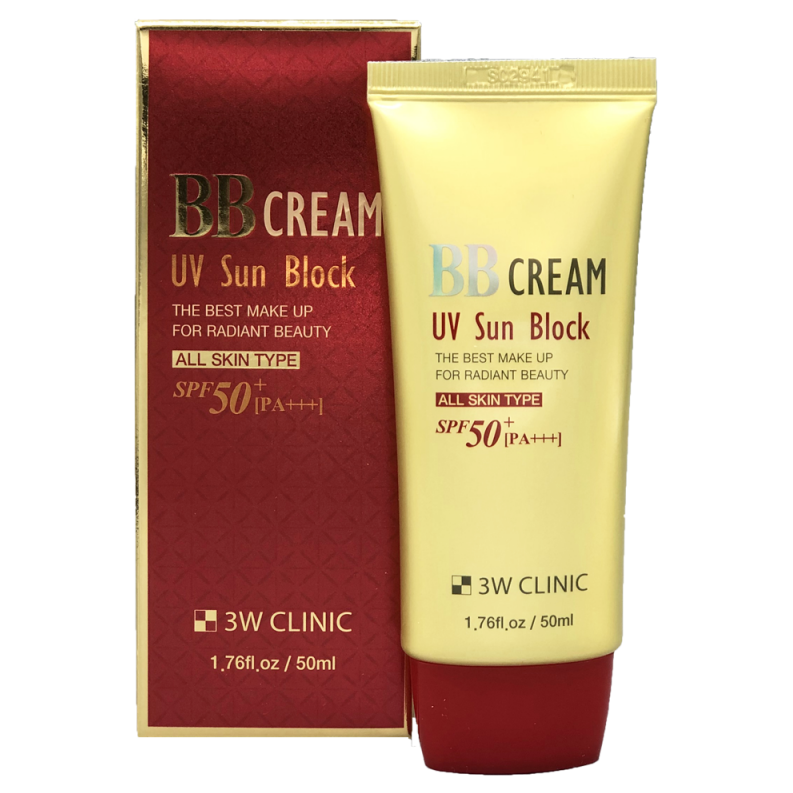 3W CLINIC UV Sun Block BB Cream SPF50+/PA+++ Солнцезащитный ВВ крем