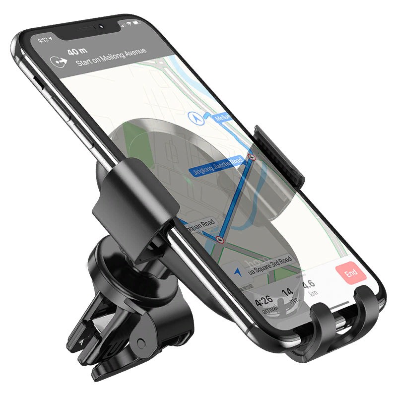 Автомобильное беспроводное Qi зарядное устройство Hoco CA105 Guide three-axis linkage wireless charging car holder универсальный в решетку черный