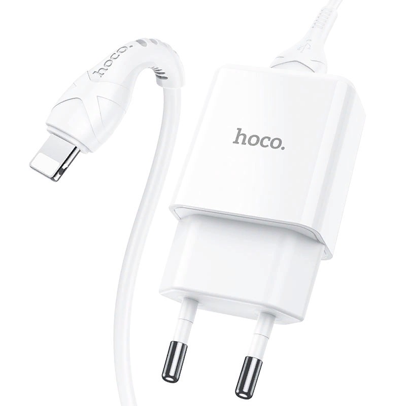 Адаптер питания Hoco N9 Especial single port charger с кабелем Lightning (USB: 5V max 2.1A) Белый