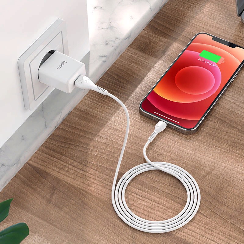 Адаптер питания Hoco N9 Especial single port charger с кабелем Lightning (USB: 5V max 2.1A) Белый