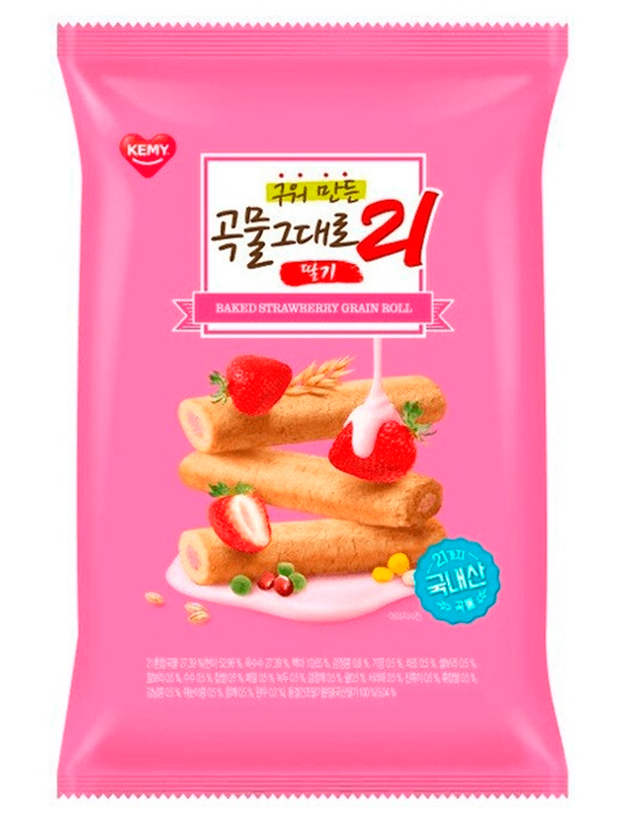 KAMY Baked strawberry grain roll 21 Трубочки 21 злак клубника 50г