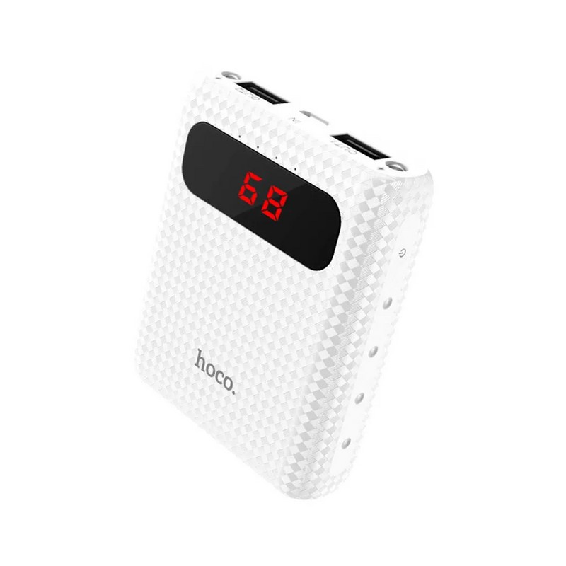 Аккумулятор внешний универсальный Hoco B20-10000 mAh Mige Power Bank (2USB: 5V-2.1A) White Белый