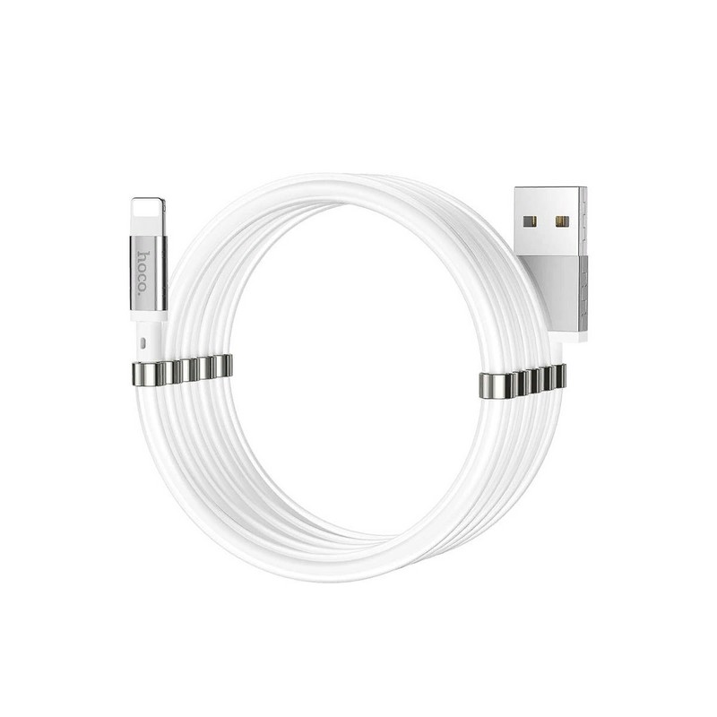 USB дата-кабель Hoco U91 Magic Magnetic charging data cable for Lightning (1.2м) (2.4A) Белый