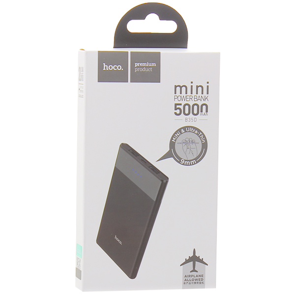 Аккумулятор внешний универсальный Hoco B35D-5000 mAh Entourage mobile Power bank (2USB: 5V-1.0A) Black Черный