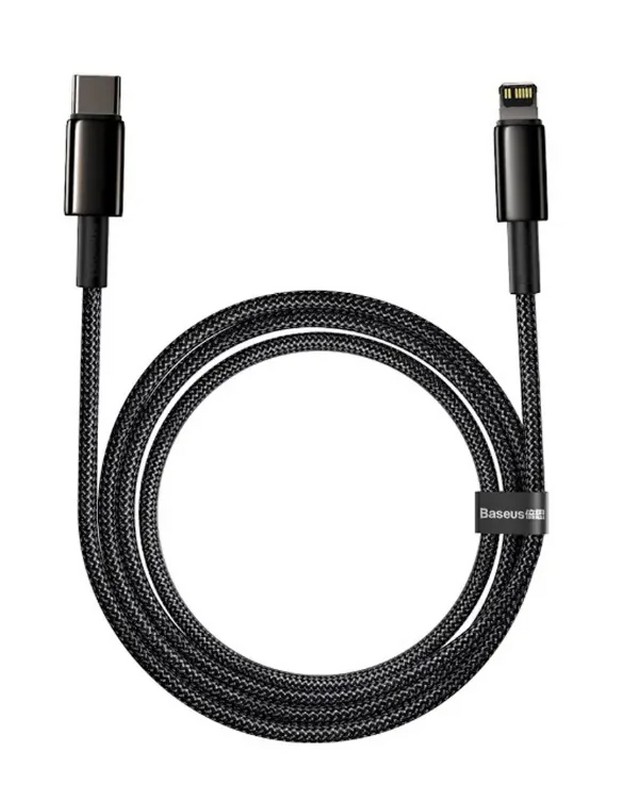 USB дата-кабель Baseus Tungsten Gold Fast Charging Data Cable Type-C - Lightning 20W (CATLWJ-A01) 2.0м Черный