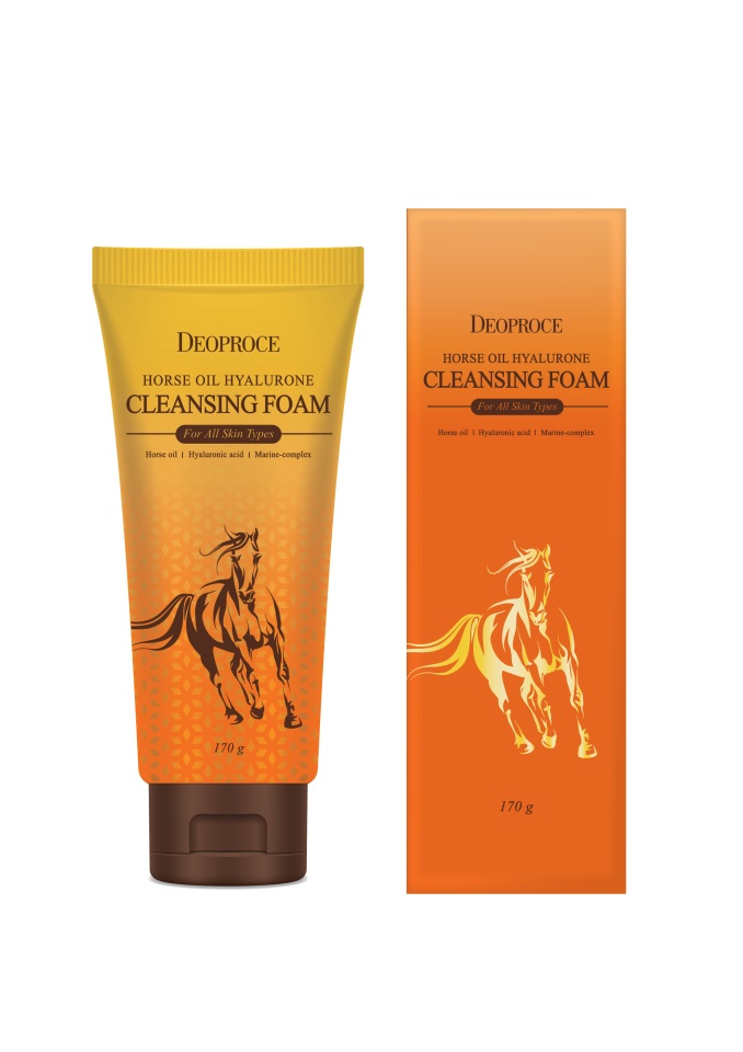 DEOPROCE HORSE OIL HYALURONE CLEANSING FOAM  Пенка для умывания с лошадиным жиром и гиалуроновой кислотой