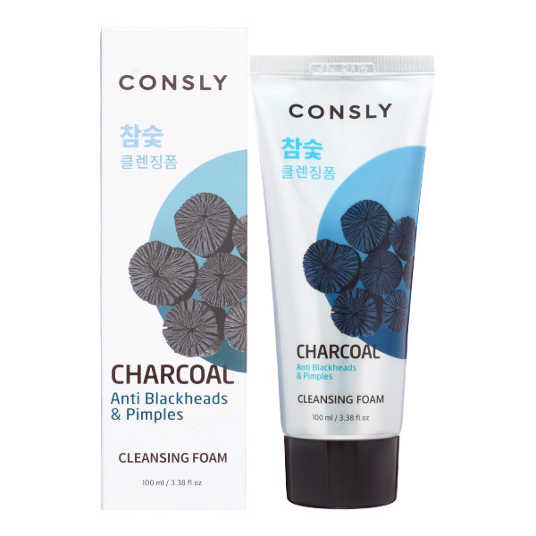 Consly Пенка для умывания c древесным углем против черных точек - Charcoal anti blackheads, 100мл